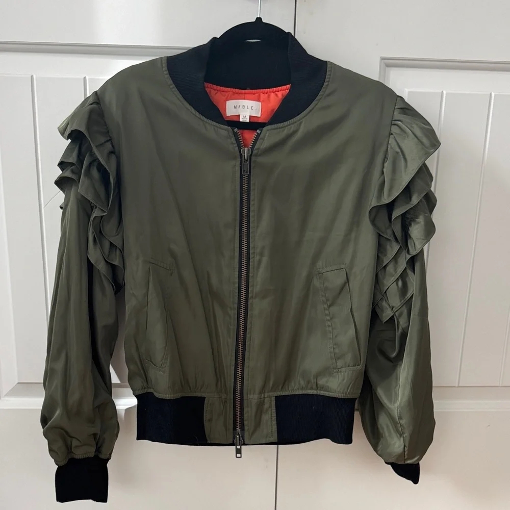MABLE Ruffle-Sleeve Bomber Jacket - Picture 4 of 4